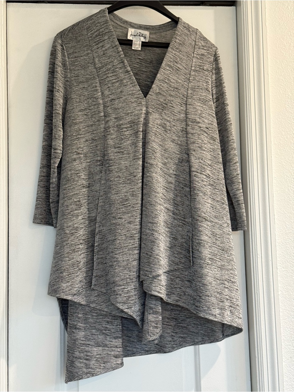 Joseph Ribkoff Heather Gray Draped V‑Neck Tunic